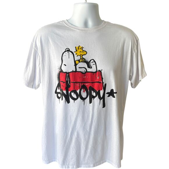 Peanuts Snoopy Woodstock Graffiti Double-Sided Tee White M 2023 Streetwear - Picture 1 of 7